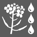 An icon depicting a crop with waterdrops next to it